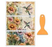 OLYCRAFT 3 pz/Set Vintage Hummingbird Rub On Transfers per Mobili e Artigianato 30x15cm Hummingbird Collage Mobili Trasferimento Adesivo Mobili Decalcomanie Trasferimento Adesivi Rub On Decalcomanie