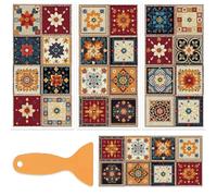 OLYCRAFT 3 pz/Set Vintage Rub On Transfers per Mobili e Artigianato 15x30cm Mandala Tile Furniture Decals Transfer Stickers Rub On Decal con 1 pz Raschietto per Legno Scrapbook Finestra Fai Da Te