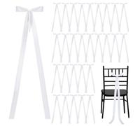 OLYCRAFT 30pz Grandi Fiocchi in Nastro per Matrimonio con Lunghe Code 25x91cm Fiocchi in Raso per Sedie da Cerimonia Fiocco in Nastro Bianchi per Addio al Nubilato Ricevimento Cerimonia Matrimonio