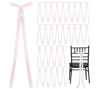 OLYCRAFT 30pz Grandi Fiocchi in Nastro per Matrimonio con Lunghe Code 25x91cm Fiocchi in Raso per Sedie da Cerimonia Fiocco in Nastro Rosa per Addio al Nubilato Ricevimento Cerimonia di Matrimonio
