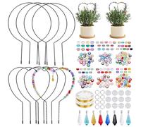 OLYCRAFT 350pz Kit di Pali Da Giardino con Perline Fai Da Te Set di Pali Da Giardino Fatato per Esterni con 8 supporti Ad Arco 300 perline Colorate Decorazioni per Piante In Vaso Accessori per Cortile