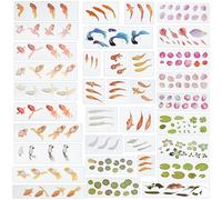 OLYCRAFT 36 Fogli Pesce Rosso Adesivi Resina Adesivo 3D Pellicola Pesce Rosa Adesivi Pittura Stagno Koi Pesci Rosso Foglia di Loto Decalcomania Decorativi in Resina per Arte Artigianale in Resine