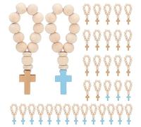 OLYCRAFT 36pz Rosario in Legno con Ciondolo a Forma di Croce Rosario con Perline di Legno e Cordoncino Elastico Rosari Cattolico Mini Rosari per Donne Uomini Battesimo Prima Comunione Cresima 84mm