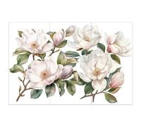 OLYCRAFT 3pcs Bianco Magnolia Rub on Transfers per l'artigianato e mobili 15x3cm Magnolia Fiore Cluster trasferimento Adesivi Tema vegetale Wall Art Decalcomanie per mobili in Legno Scrapbooking