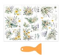 OLYCRAFT 3pz Adesivi Trasferibili con Margherite per Mobili e Artigianato 15x30cm Adesivi con Margherite Acquerellate con 1 Raschietto per Tazze Armadietti Decorazioni Fai Da Te per La Casa