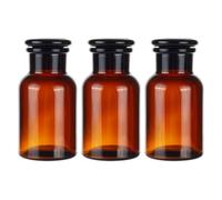 OLYCRAFT 3pz flacone di Reagente In Vetro Da Laboratorio 125 ml Flaconi di Reagenti Ambrati Flaconi di Vetro A Bocca Larga con Tappo Smerigliato Vaso per Campioni di Laboratorio Scientifico