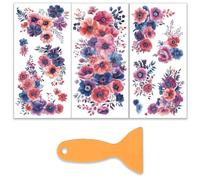 OLYCRAFT 3pz/Set Adesivi Trasferibili A Forma di Fiore con stile pastello A Cera per Mobili e Artigianato 15x30cm Adesivi Trasferibili Fiore Rosa e Viola per Album di Ritagli Decorazioni per La Casa