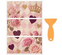 OLYCRAFT 3pz/Set Adesivi Trasferibili A Forma di Rosa Vintage per Mobili e Artigianato 30x15cm con Motivo A Grata Romboidale con Raschietto Da 1pz per Scrapbooking Finestre Decorazioni per La Casa