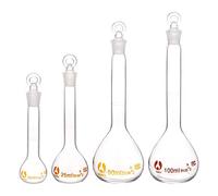 OLYCRAFT 4 boccetta tarata 10 ml/25 ml/50 ml/100 ml Set di boccetta tarata con tappo in vetro durata e resistenza chimica bottiglia di vetro per progetto scolastico di laboratorio
