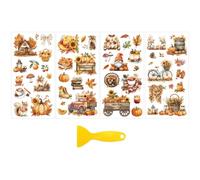 OLYCRAFT 4 pz/set zucca rurale strofinare sui trasferimenti per mobili e mestieri 15x30cm retrò acquerello mobili decalcomanie autunno tema trasferimento adesivi strofinare su decalcomanie per mobili