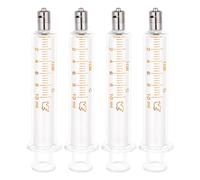 OLYCRAFT 4 pz Siringa In Vetro Riutilizzabile Siringhe Erogatrici In Vetro Riutilizzabili Da 10 ml con Luer Lock In Metallo Senza Ago Misurazione e Strumenti per Siringhe Erogatrici