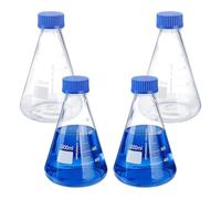 OLYCRAFT 4 set Beute di Erlenmeyer con Tappo Blu 1000ml Beute di Erlenmeyer Da Laboratorio In Vetro con Graduazione Stampata Beuta Coniche In Vetro Bottiglie Coniche per Esperimenti di Laboratorio