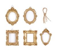 OLYCRAFT 5 confezione Mini Cornici per Foto Sospese Set di Cornici Decorative Da Parete Vintage Set di Mini Cornice per Foto Dorate con Cordino di Iuta per Decorazioni Artistiche e Da Galleria Natale