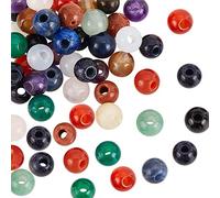 OLYCRAFT 50pcs 6mm Perle di Pietra preziosa del Grandi Foro Perle di Pietra Naturale Mista Perla Rotonde sciolte Perla distanziatore per la Fabbricazione di Gioielli