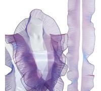 OLYCRAFT 5m Bordo in chiffon plissettato con volant Nastro iridescente con volant Bordo decorativo in tulle viola con volants e pizzo per abiti da sposa fai da te, cucito e decorazioni per la casa