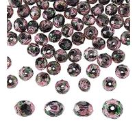 OLYCRAFT 60 perline dorate da 8 a 10 mm, perle di vetro fatte a mano, per rosario, fai da te, con foro da 2 mm, colore nero