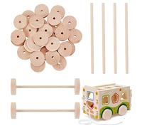 OLYCRAFT 60 Pezzi di Ruote di Legno 2,5x6 cm con 30 Pezzi di Bastoncini di Legno da 10 cm Ruote Artigianali di Legno Non rifinite Mini Ruote di Legno vuote per modellini di Auto Fai da Te