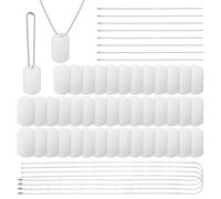 OLYCRAFT 60pz set di Targhette per Cani In Metallo Argentate con Stampaggio A Doppia Faccia Include Targhette In Alluminio con Stampa A Sublimazione Catene per Collane Braccialetti per Domestici