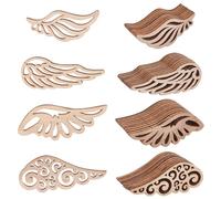 OLYCRAFT 80 pezzi di ritagli con ali scavate per ornamenti in legno, non finiti per artigianato, decorazione fai da te, 4 stili