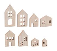 OLYCRAFT 8pz Blocchi a forma di casa di legno Blocchi di Legno Grezzi Bloccho di Legno MDF Kit di Artigianato per Case In Legni per Pittura Fai Da Te Casa Cucina Ufficio Mensola Bar Arredamento