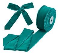 OLYCRAFT 9,1 m Nastro di Velluto Verde Scuro 38 mm Frangia Larga Nastro di Velluto Bordo Grezzo Nastro di Nozze Rustico Nastro di Seta Piatta Nastro di Velluto per Avvolgere Le Decorazioni Nuziali