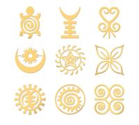 OLYCRAFT 9 adesivi Adinkra da 4 x 4 cm, con simboli africani, autoadesivi dorati, per album di ritagli, fai da te, resina, artigianato, telefono, bottiglia d'acqua