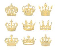 OLYCRAFT 9 pezzi 4x4cm Corona Adesivi Corona Metallo Adesivi Autoadesivi Oro Metallo Adesivi Oro per Scrapbooks fai da te Resina Artigianato Telefono & Bottiglia d'acqua Decorazione