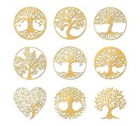 OLYCRAFT 9 Pezzi Albero della Vita Adesivi Autoadesivi Dorati Adesivi Metallici Autoadesivi Ottone Adesivi per fai da te Scrapbooks Resina Artigianato Telefono Decorazioni Adesivi Cool - 9Styles