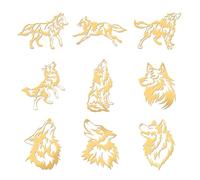OLYCRAFT 9 pz 4x4 cm Lupo Adesivi In Metallo Motivo Lupo Ululato Adesivi Autoadesivi In Oro Tema Animale Adesivi per Album di Ritagli Artigianato In Resina Telefono Decorazione Bottiglia D'Acqua