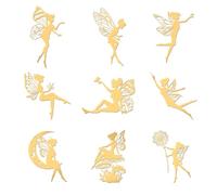 OLYCRAFT 9 pz 4x4cm Adesivi Fatina Funghi Luna Adesivi Autoadesivi Oro Tema Fata Adesivi In Metallo Oro per Album di Ritagli Artigianato In Resina Fai Da Te Telefono Bottiglia D'Acqua Decor
