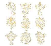 OLYCRAFT 9pcs 4x4cm Elephant Pattren adesivi in metallo autoadesivi adesivi dorati Ganesha India elefante metallo oro adesivi per album fai da te resina artigianato telefono bottiglia d'acqua