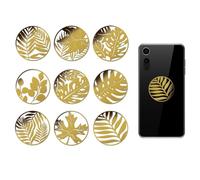 OLYCRAFT 9pcs 4x4cm foglia modello adesivi in metallo foglie rotonde autoadesivi oro adesivi a tema pianta metallo oro adesivi per album fai da te resina artigianato decorazione telefono