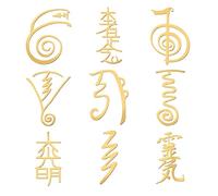 OLYCRAFT 9Pz 4x4cm Adesivi in Metallo Tema Religione Decorare Adesivo Autoadesivo Adesivi d'oro Simboli Reiki Oro Adesivo per Scrapbooking Fai da Te Artigianato Resina Telefono e Bottiglia d'Acqua