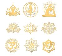 OLYCRAFT 9Pz 4x4cm Adesivi Metallici Chakra Adesivo Ottone Dorato Adesivi Geometria Sacra Adesivi Autoadesivi per Scrapbooking Fai da Te Resina Artigianato Telefono Bottiglia d'Acqua Decor