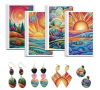 OLYCRAFT Carta da Trasferimento in Argilla Sunrise 4 Design 24pz Carta da Trasferimento in Argilla Sunset per Orecchini in Argille Polimerica in Polimero per Orecchini Creazione di Gioielli