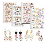 OLYCRAFT Carta trasferibile in argilla arcobaleno, 4 disegni, 24 pezzi, multicolore, carta, cartone animato, carta transfer per argilla polimerica, creazione di gioielli