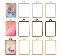 OLYCRAFT Charms con Castone Aperto Rettangolare 30pz Pendenti con Cornice in Lega Bicolore Cornici in Resina Cava A Lunga Durata con Anello per Creazione di Gioielli in Resina