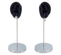 OLYCRAFT Espositore a forma di orecchino nero in 2 pezzi con base in ferro, display per orecchie in silicone, modello di espositore, modelli di esercizi per piercing, organizer per gioielli per