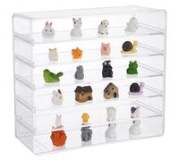 OLYCRAFT Espositore in acrilico trasparente a 6 scomparti, organizer rimovibile per figure antipolvere da collezione, custodia per mini figure da collezione Rock Stone, 19 x 9 x 17 cm