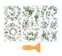 OLYCRAFT, Fogli di Eucalipto per Trasferimenti con Sfregamento per Mobili e Artigianato, Adesivi Rosa 15x30cm, Adesivi per Piante con Raschietto per Legno, Decorazione per la Casa