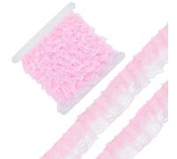 OLYCRAFT Merletto Rosa con Balze 45mmx4.6m Nastri di Pizzo Plissettato Doppio Strato Pizzi Ricamati per Cucire Bordini Bordure di Tulle Nastri per Decorazioni Cucito Craft Matrimonio Fai da Te