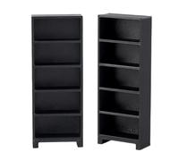 OLYCRAFT Mini libreria in miniatura in scala 1:12, 2 pezzi, colore: nero | Piccolo scaffale per libri, set di miniature in plastica, 7,9 x 3 x 1,3 cm, mini accessorio per la casa per fai da te