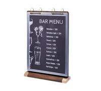 OLYCRAFT Portadocumenti formato A4, in legno, con 6 pagine | Supporto verticale per menù da tavolo, a forma di T, 21 x 30 cm, per ristoranti, uffici fotografici, ricevimenti al dettaglio