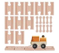 OLYCRAFT Set di 20 connettori in legno per ossa per cani, accessori con 10 adattatori per binari in legno e 10 binari dritti in legno duro per realizzare ferrovie in legno duro