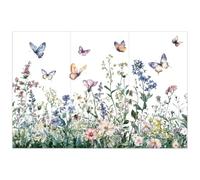 OLYCRAFT Set di 3 adesivi per mobili e artigianato, motivo farfalla e fiore, 15 x 30 cm, meravigliosi adesivi per mobili da giardino, piante e fiori selvatici, adesivi per legno, vetro, metallo