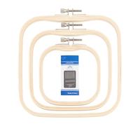 OLYCRAFT Set di 3 telai da ricamo quadrati in 3 misure con 12 aghi in ferro in legno per punto croce, telaio rettangolare da ricamo regolabile, cerchi per punto croce, per cucito, cucito, artigianato