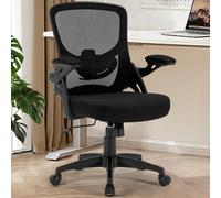 OLYFING Sedia da ufficio, sedia ergonomica da scrivania per computer con supporto lombare regolabile, comoda sedia in rete traspirante con braccioli ribaltabili, schienale medio, sedia da ufficio per