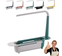 OLYGEE 2026 Updated Telescopic Sink Storage Rack Adjustable, Length Sink Rack Holder for Home Kitchen Organizer Soap Sponge Holder (Green)