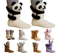 OLYGEE 3D Knit Animal Socks -3D Animal Socks, Cute Hand Crocheted Layer Cotton Sock for Warmth, Fun Christmas Gifts for Women Men (A)