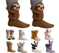 OLYGEE 3D Knit Animal Socks -3D Animal Socks, Cute Hand Crocheted Layer Cotton Sock for Warmth, Fun Christmas Gifts for Women Men (C)